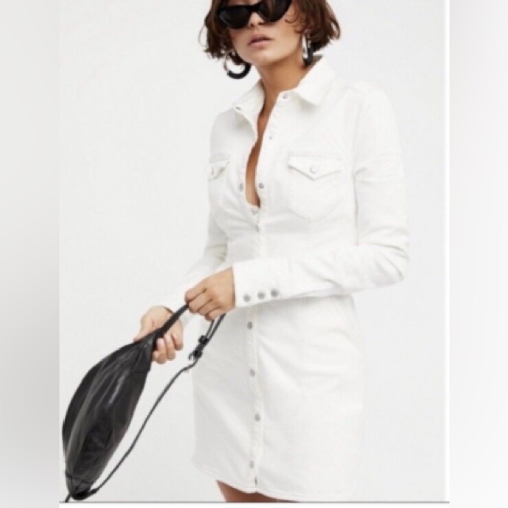 Free People Dynamite white denim shirt dress